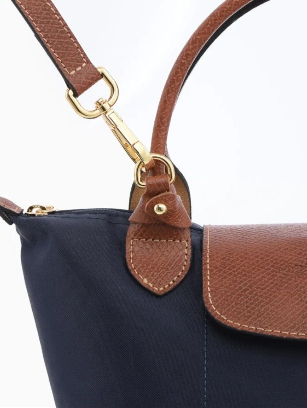 Longchamp Small Navy and Brown Modélé déposé Handle Crossbody - Picture 6 of 11